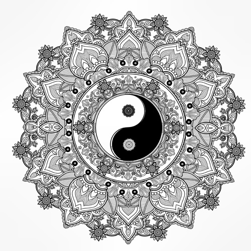 Yin et Yang avec Mandala patterns Vector 06 Yin Yang patterns Mandala   