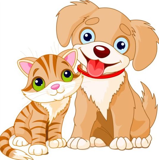 子猫と子犬のベクトル 子猫 子犬   