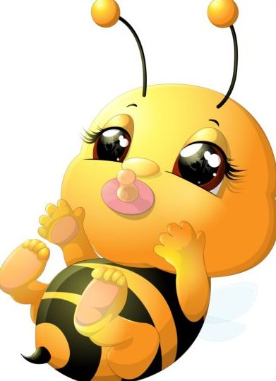 belle bande dessinée abeille ensemble vecteurs 19 dessin animé Belle abeille   