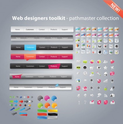 Webdesign-Button mit Symbolletauer-Vektor web toolkit icons design button   