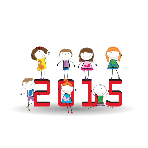2015 nouvelle année et vecteur de conception enfant 03 nouvel an enfant 2015   
