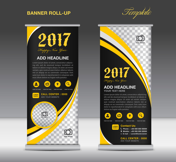 2017 Banner-Roll-up-Flyer stand Vorlage Vektor 10 stand Rolle flyer banner 2017   