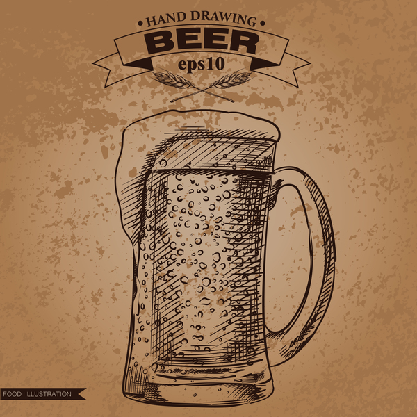 Bier-Food-Illustration Handdarung Vektor 03 Handdarwing Essen Bier   