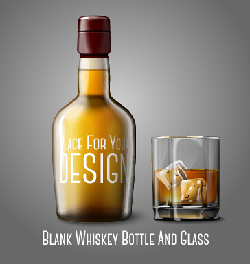 Bouteille de whisky vierge et graphiques vectoriels en verre whisky graphisme bouteille blanc   