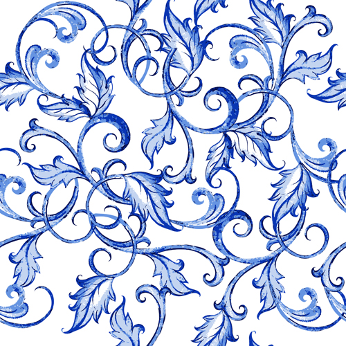 Blaue Blumenschmuck vektorischen Hintergründe 01 Ornamente Hintergrund floral Blau   