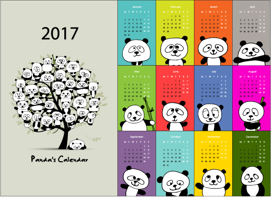 Kalender 2017 Zeichentrickstile Vektormaterial 07 Kalender cartoon 2017   