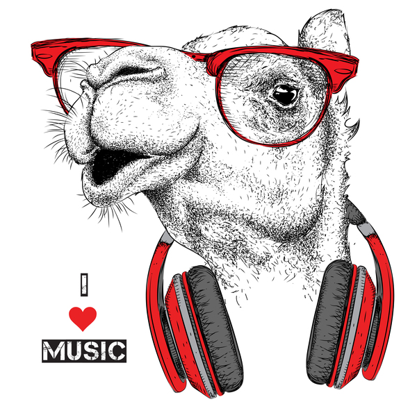 Kamel mit Musikvektordesign 01 Musik Kamel   