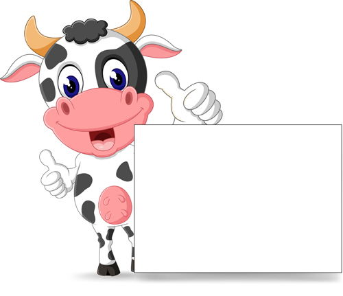 Vache de dessin animé avec le vecteur de papier blanc 03 Vierge vache papier dessin animé   
