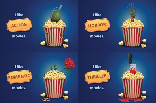 Kino und Popcorn-Eimer Vektorhintergrund 10 popcorn Kino Hintergrund Eimer   