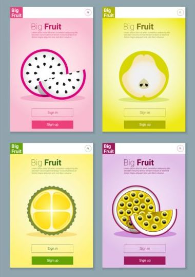 Bunte Frucht-App-Interface-Design-Vektor 2 Schnittstelle Obst Bunt app   