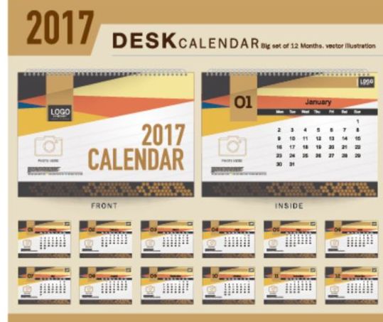 Firma 2017 Schreibtischkalender Design Vektorvorlage 09 Schreibtisch Kalender Firma 2017   