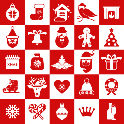 Kreative rote und weiße Weihnachtssymbole weiß Weihnachts-Ikone Weihnachten rot Ikonen   
