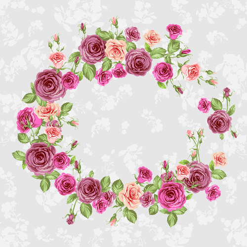 Motif créatif de rose avec le vecteur de graphisme de conception de cadre rose motif rose motif Créatif   