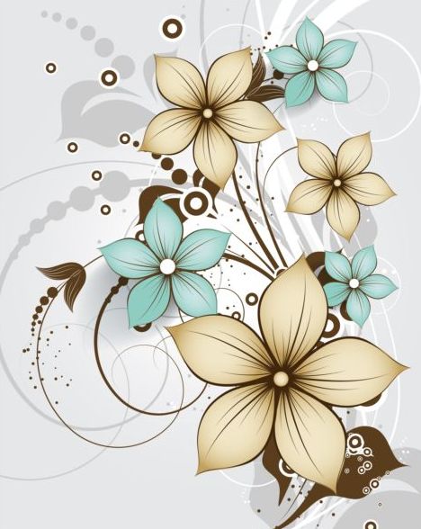 Fleur décorative boucles Design vecteur fond 05 fleur décoratif Boucles   