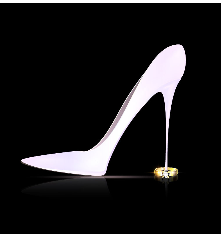 Chaussures femelles avec des vecteurs de bague en diamant 02 femelle Diamant chaussures bague   