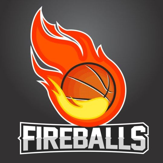 Flamme avec le vecteur de logos de basketball logos flamme basketball   