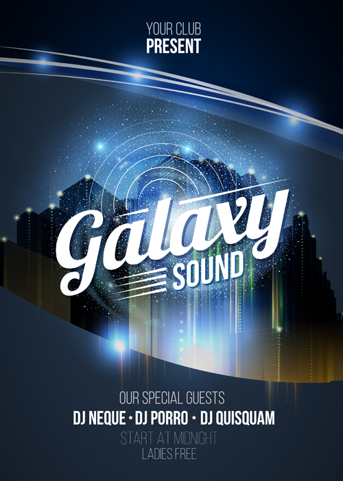 Galaxy Sound Party-Flyer Design Vektor 03 Ton party galaxy flyer   