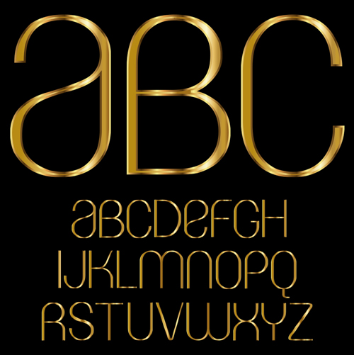 Alphabet doré brillant et chiffres vectoriels 02 Doré chiffres brillant alphabet   