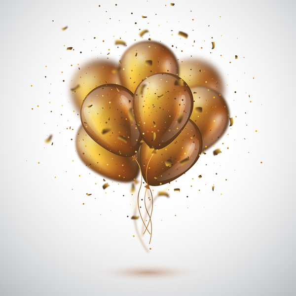 Goldener Ballon mit Konfetti-Vektorhintergrund 01 Konfetti golden ballon   
