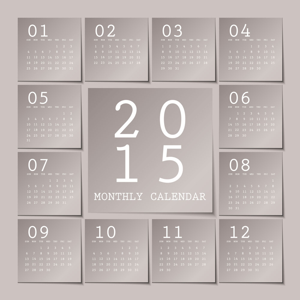Gris calendrier 2015 notes style vecteur notes gris calendrier 2015   