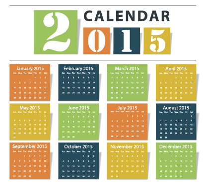 グリッドカレンダー2015ベクトルデザイン02 グリッド カレンダー 2015   