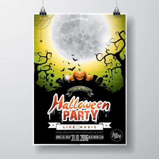 Halloween musique Party Flyer Design vecteurs 07 musique halloween flyer fête   