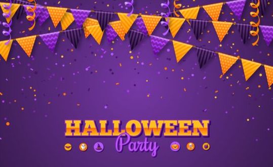 Halloween-Party lila Plakatvektoren 02 Purpur poster party halloween   