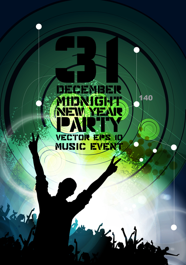 Midnight new Year Party flayer vectors template 10 party Neu Mitternacht Jahr Flamer   