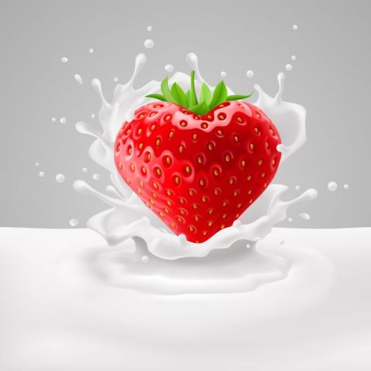 Fond de vecteur de fraises de Splash de lait splash lait fraises fond   