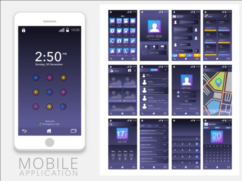 Mobile Anwendung Thema Design-Vektor 02 Thema mobile Anwendung   