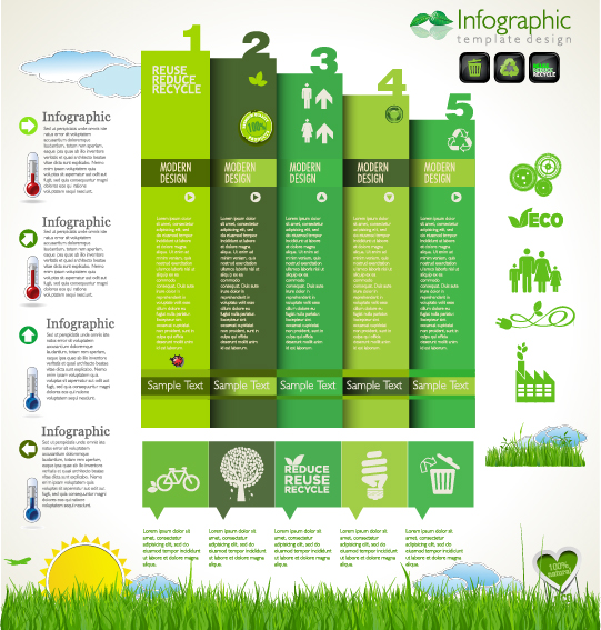 Infographies écologie moderne vecteur modèle vert 19 moderne modèle infographies infographie Écologie   