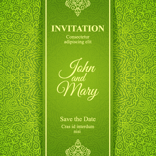 Invitation florale fleuri carte vert styles vecteur 06 vert styles invitation floral fleuri carte   