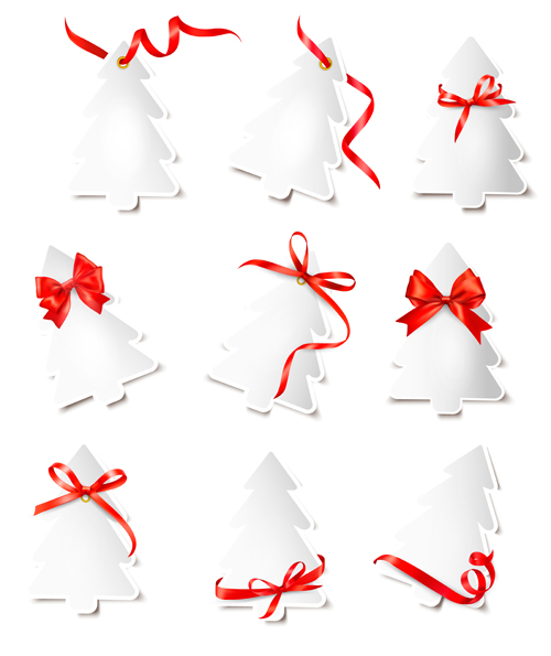 Arbre de Noël de papier avec le ruban de cartes vecteur 02 ruban papier Noël cartes Arbre de Noël arbre   