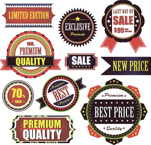 Qualité Premium avec étiquettes de vente et vecteur de badge 03 vente qualité premium étiquettes badge   