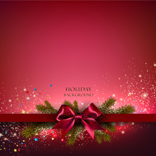 Red bow xmas card Vector Weihnachten Kartenvektor Karte Bogen   