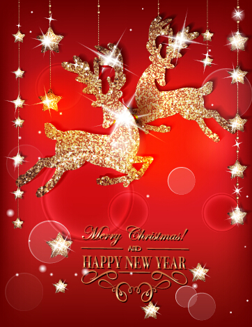 Rentiere goldene Weihnachts-Ornament-Vektorhintergrund Weihnachten Rentier ornament Hintergrund gold   