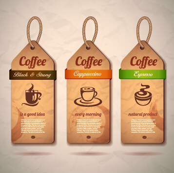 Retro-Pappe Kaffee-Tags Vektordesign 04 tags Retro-Schrift Pappe kaffee   