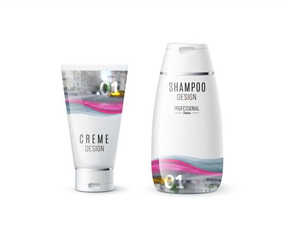 Le shampooing et la marque cosmétique vecteur de conception 03 shampooing Marque cosmétique   