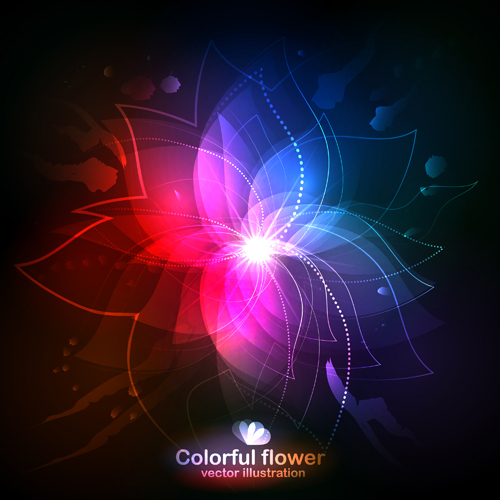 Glänzend gefärbte Blumenvektordarstellung shiny illustration farbig blühen   