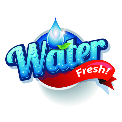 Glänzender Frischwasseretiketten-Vektor Wasser shiny Frisch Etiketten Etikett   