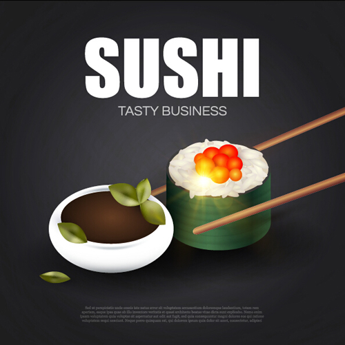 Sushi-Roll-Plakat-Vektor 06 vintage Sushi roll poster   
