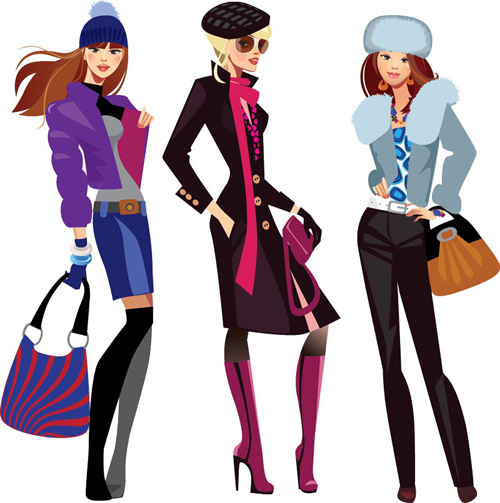 Vector Fashion Girls Design-Elemente Set 04 Mode Mädchen mode Elemente   