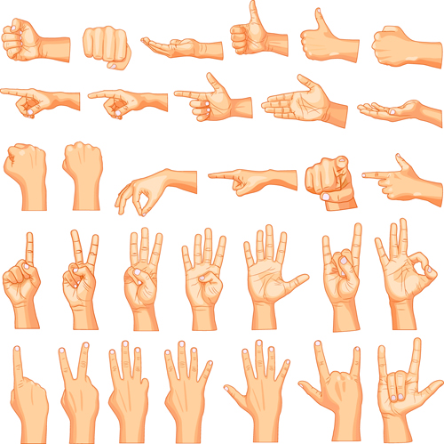 Vecteur ensemble de différents gestes graphiques 04 gestes geste different   