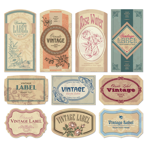 Vintage-Papieretiketten-Vektoren setzen vintage papier Etiketten   
