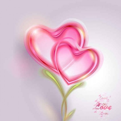 Carte de la Saint-Valentin coeur rose vecteurs brillants Valentine rose fond carte brillant   