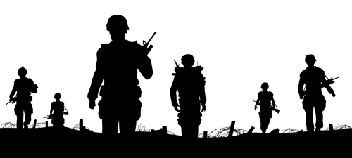 soldats silhouettes vecteur ensemble 03 des soldats. des silhouettes   