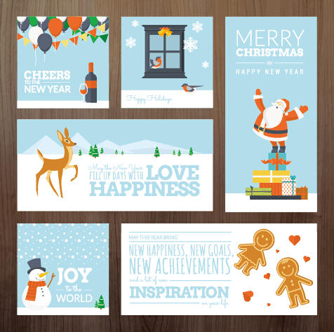 2015 Noël et nouvel an kit de cartes de voeux vecteur 03 voeux nouvel an kit cartes 2015   