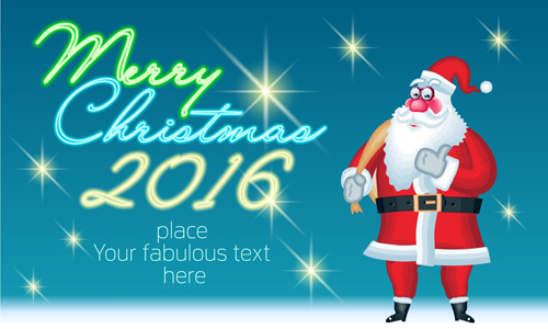 2016 fröhliche Weihnachten mit lustigem Santa Vektordesign 05 Weihnachten santa Lustig   