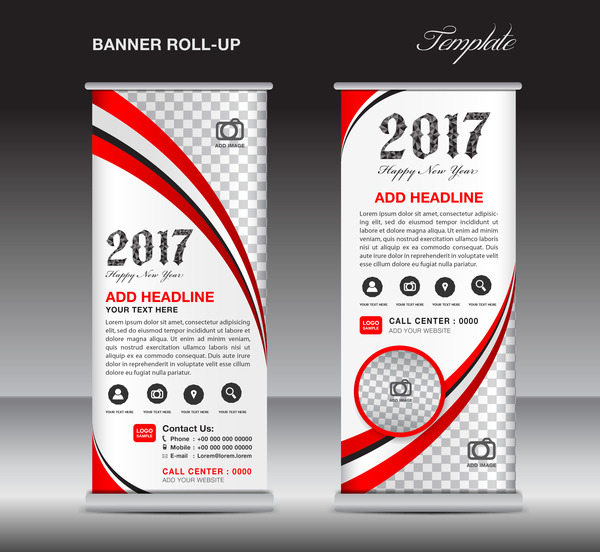 2017 bannière roll up Flyer stand Template Vector 09 stand roll flyer Bannière 2017   