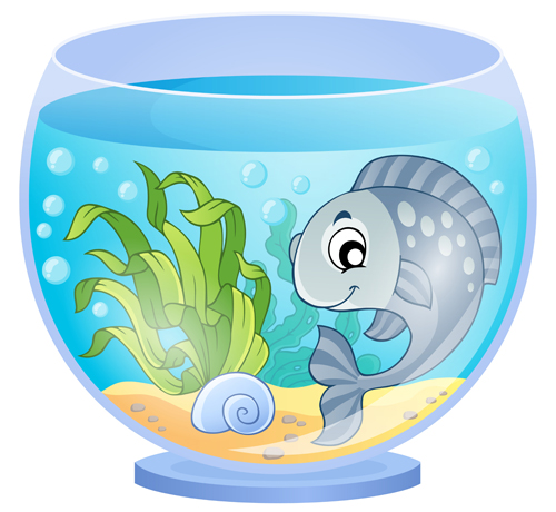 Aquarium mit Fischcartoon-Vektor Set 05 cartoon Aquarium   